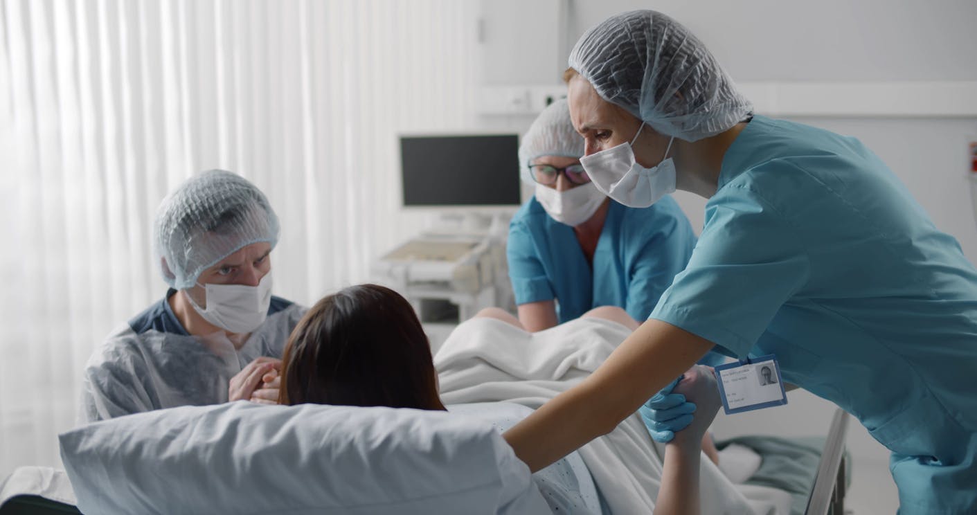 woman giving birth in a hospital