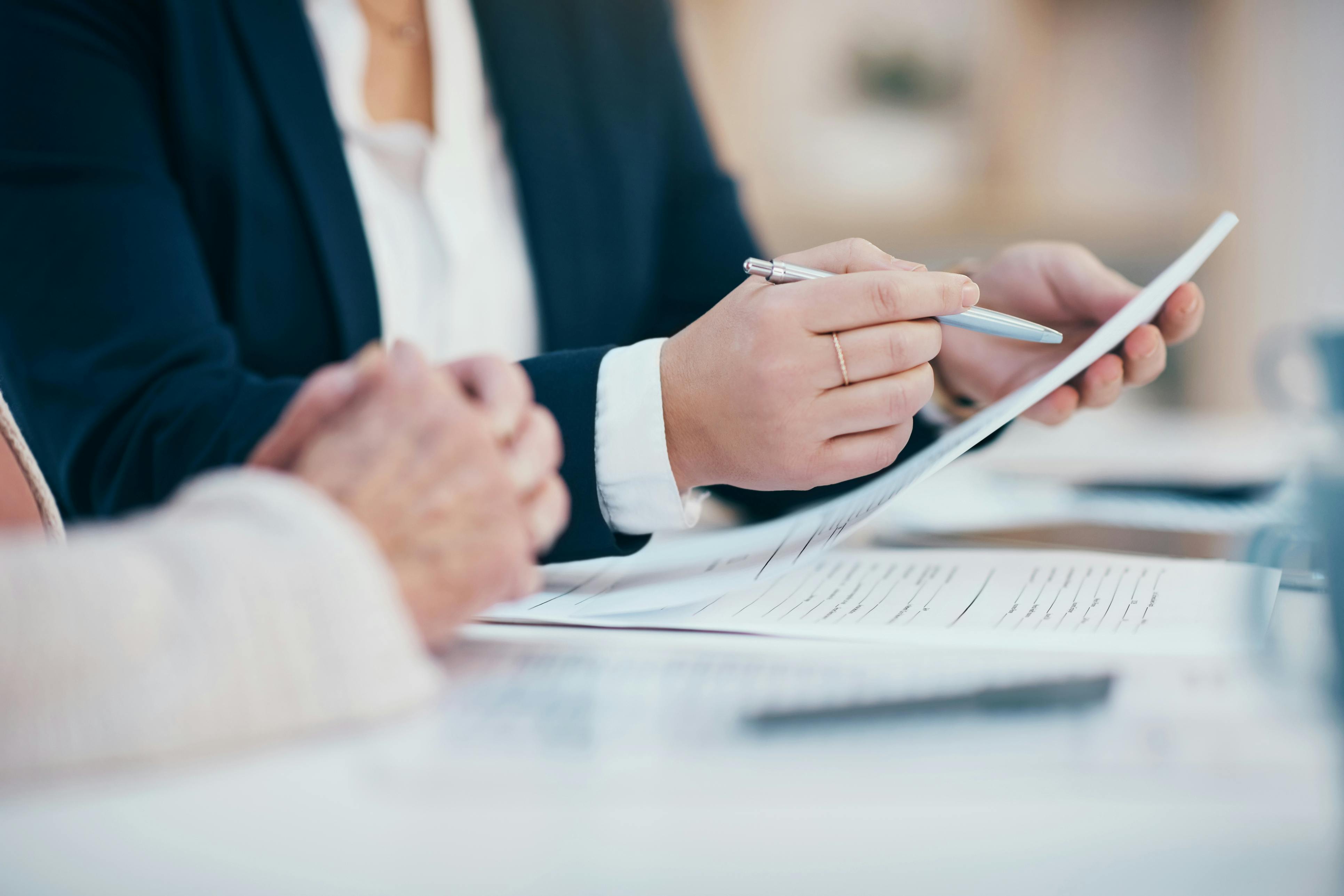 lawyer going over paperwork