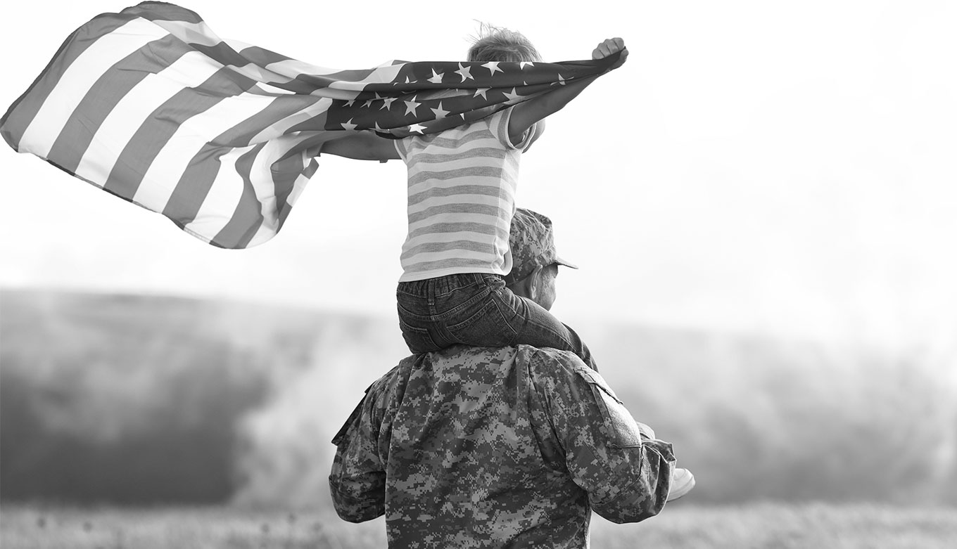 Child on soldier's back