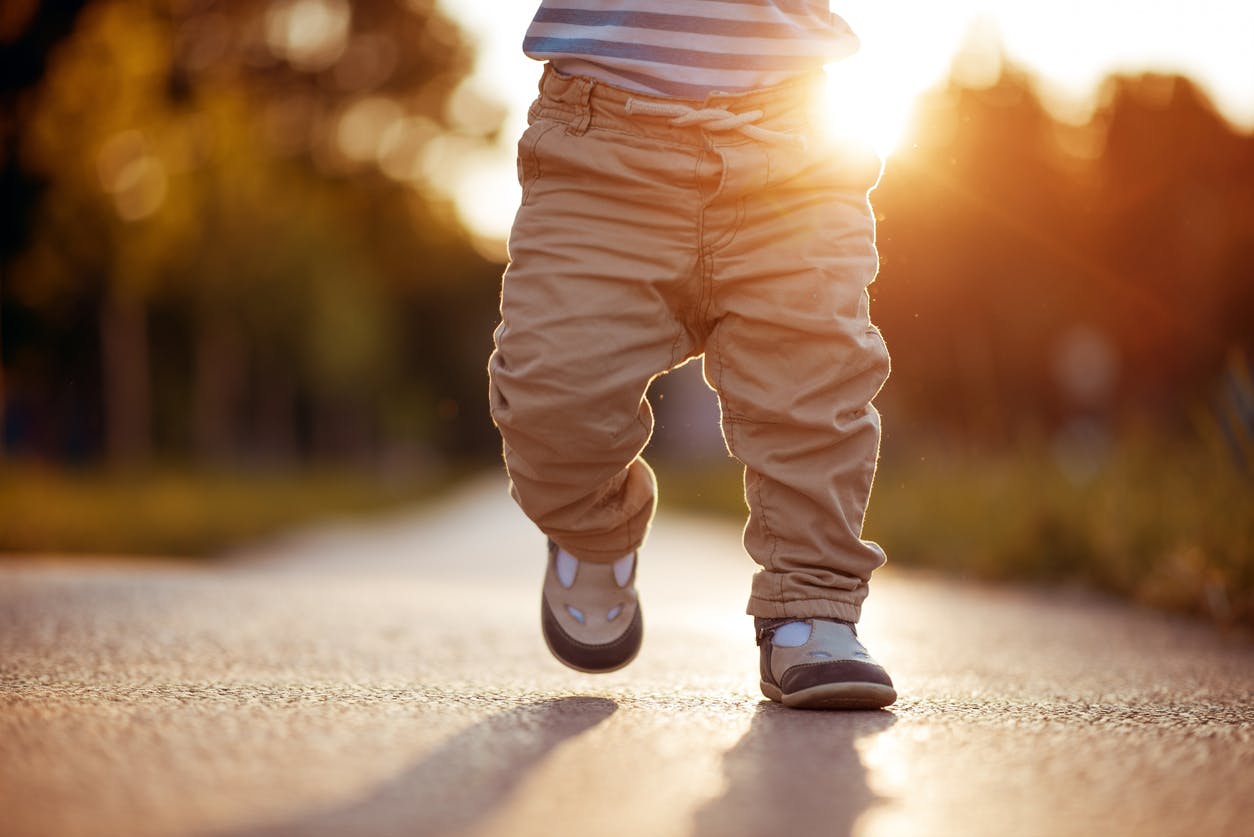 A small child walking