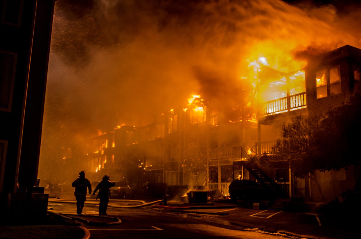 A fire in a large builing