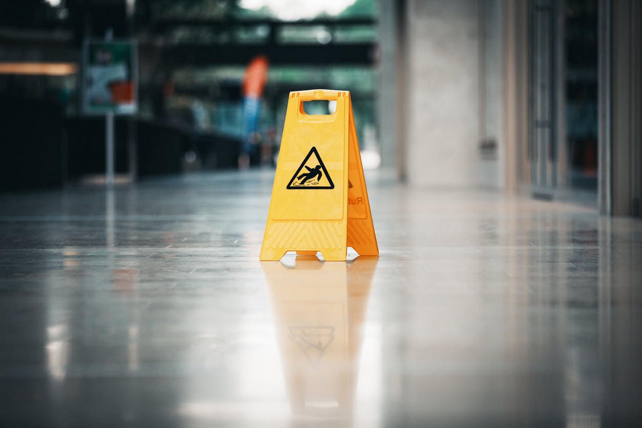 A wet floor sign