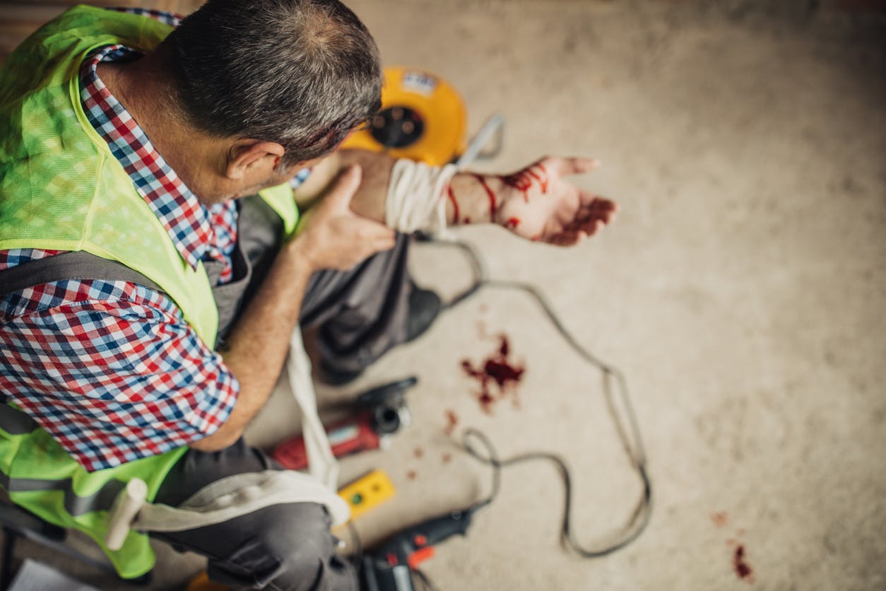 Injured construction worker