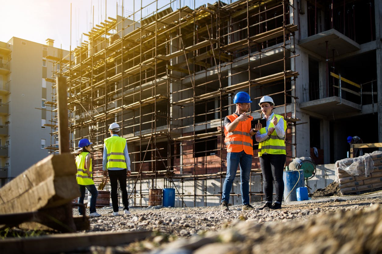 Construction workers at a site