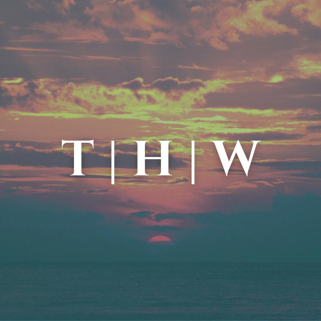 Tate Healey Webster logo on sunset background