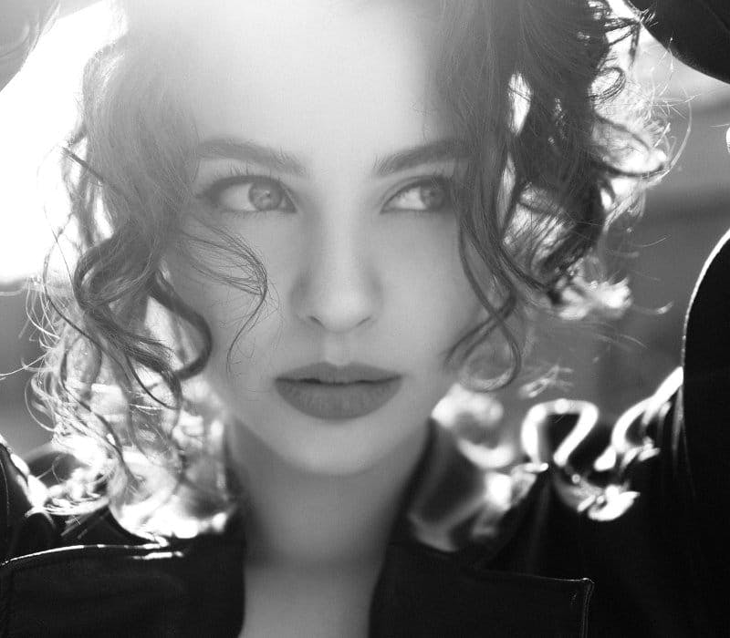 Woman with curly hair