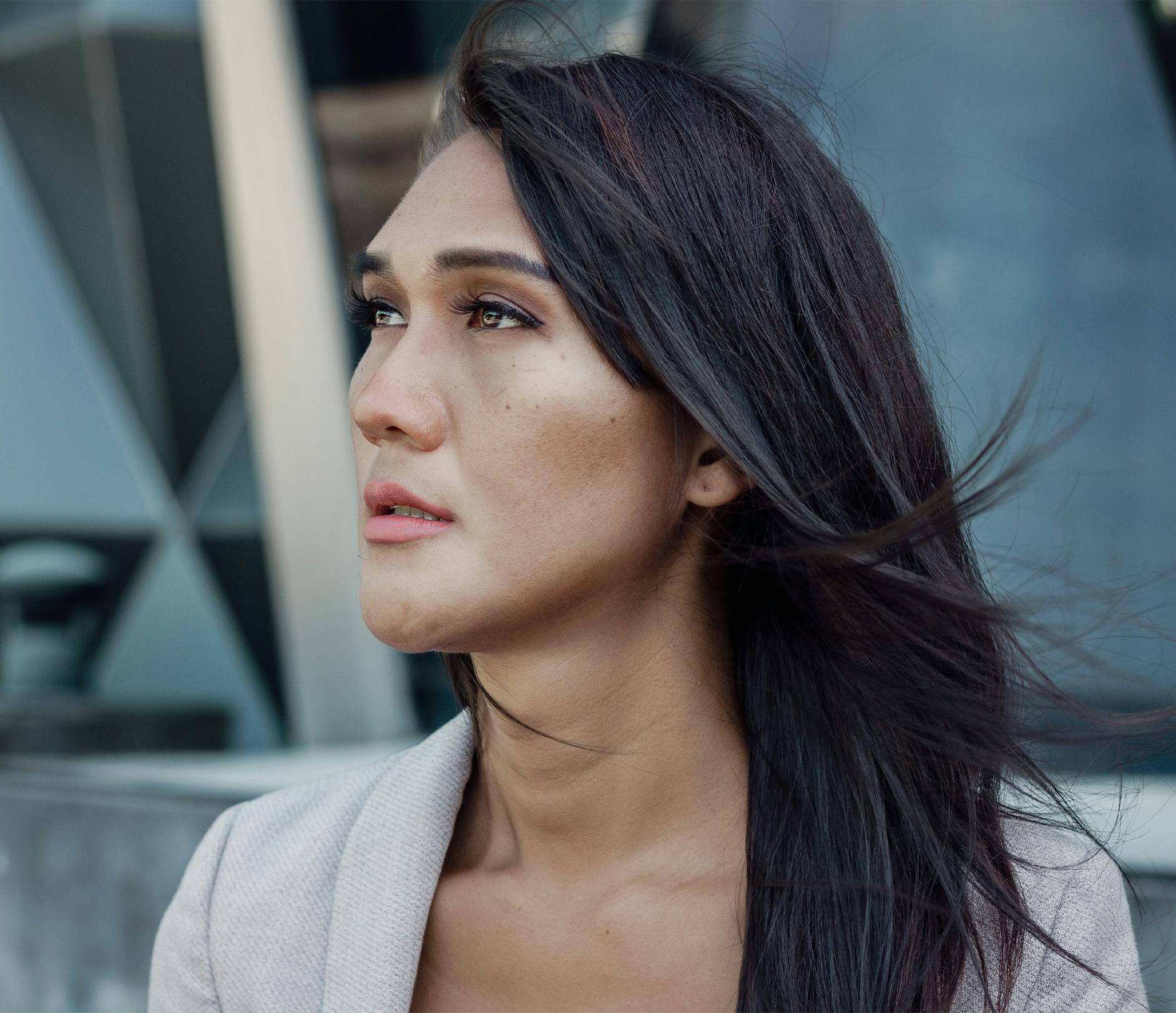 woman with long dark hair