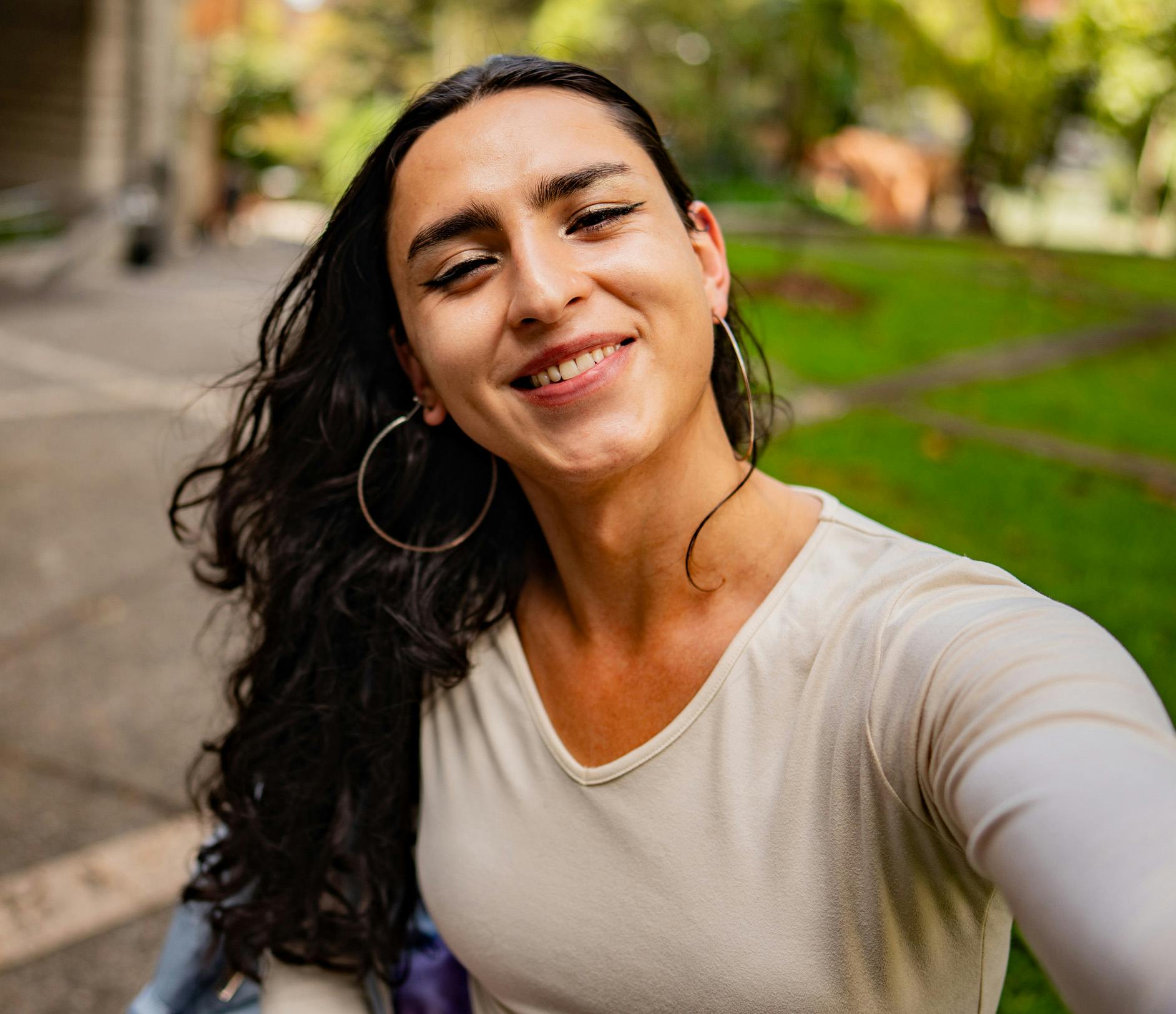 Woman with hoop earings