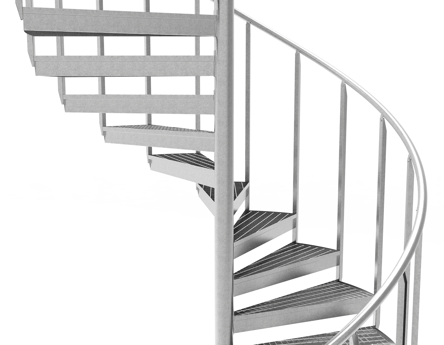 Freisteller einer Spindeltreppe mit einem Industriegeländer