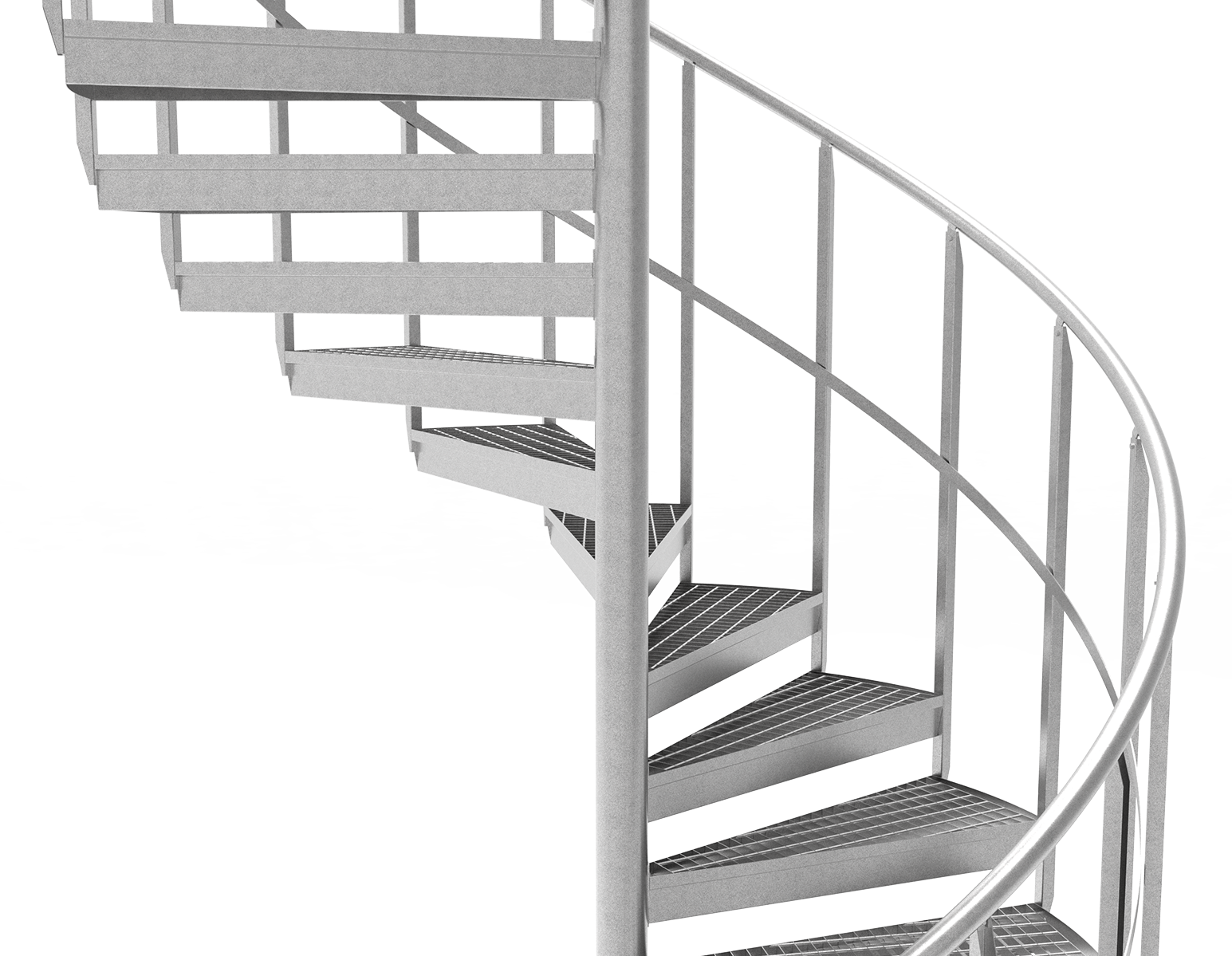 spiral staircase intermediate rails grating steps