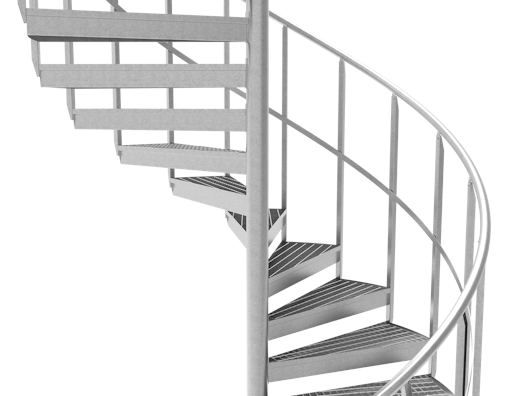 spiral staircase intermediate rails grating steps