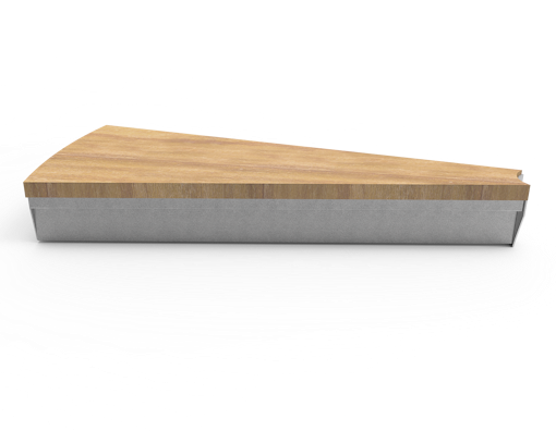 Freisteller einer Stufe mit einer Oberfläche aus Eichenholz