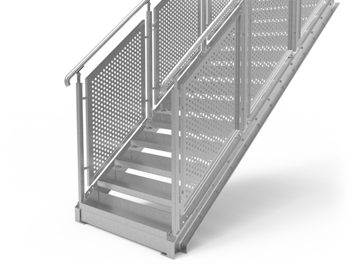 Perforated plate straight staircase railing