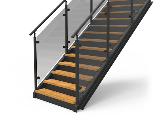 glas railing straight staircase