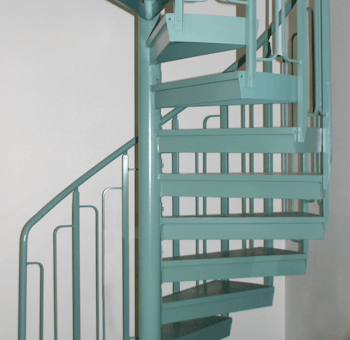 Powder coated indoor spiral staircase