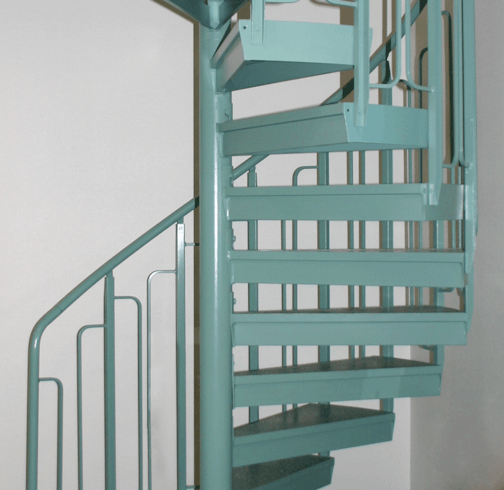 Powder coated indoor spiral staircase