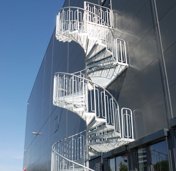 Childsafe spiral staircase outdoors for emergency exit