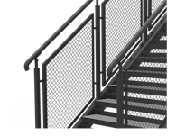 Straight staircase railing in crenellated net