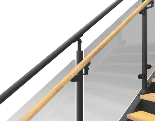 Powder coated straight staircase with inner handrail