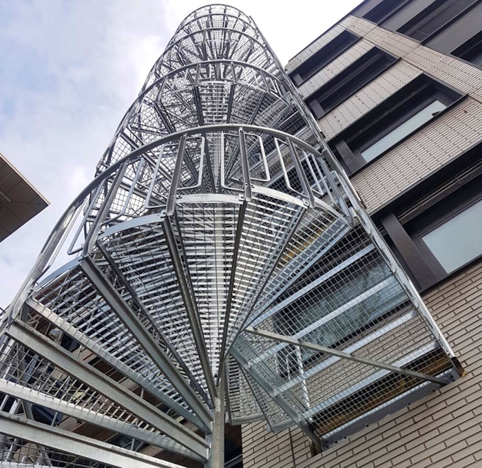 Hot-dip galvanized childsafe outdoor spiral staircase
