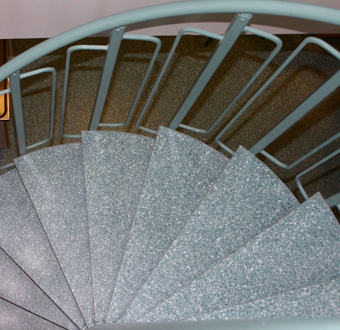 Powder coated spiral staircase