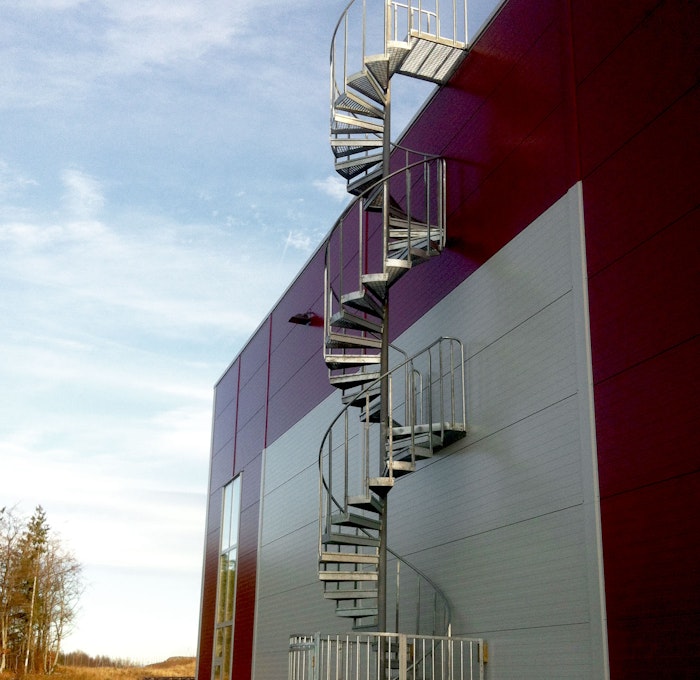 Standard outdoor spiral staircase with grating steps