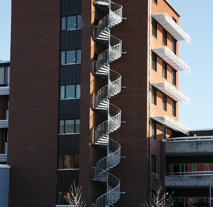 Evacuation spiral staircase outdoors