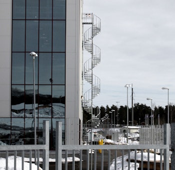 Utrymningstrappa med industriräcke Utrymningstrappa med industriräcke