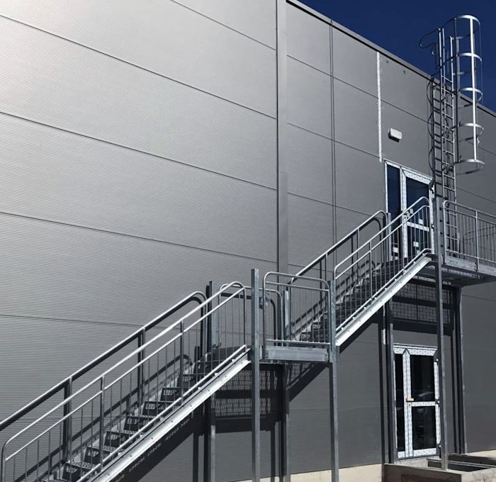 Hot dip galvanized emergency exit staircase with ladder