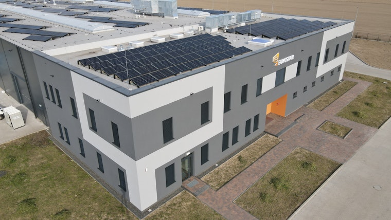 Aerial shot of factory in Poland