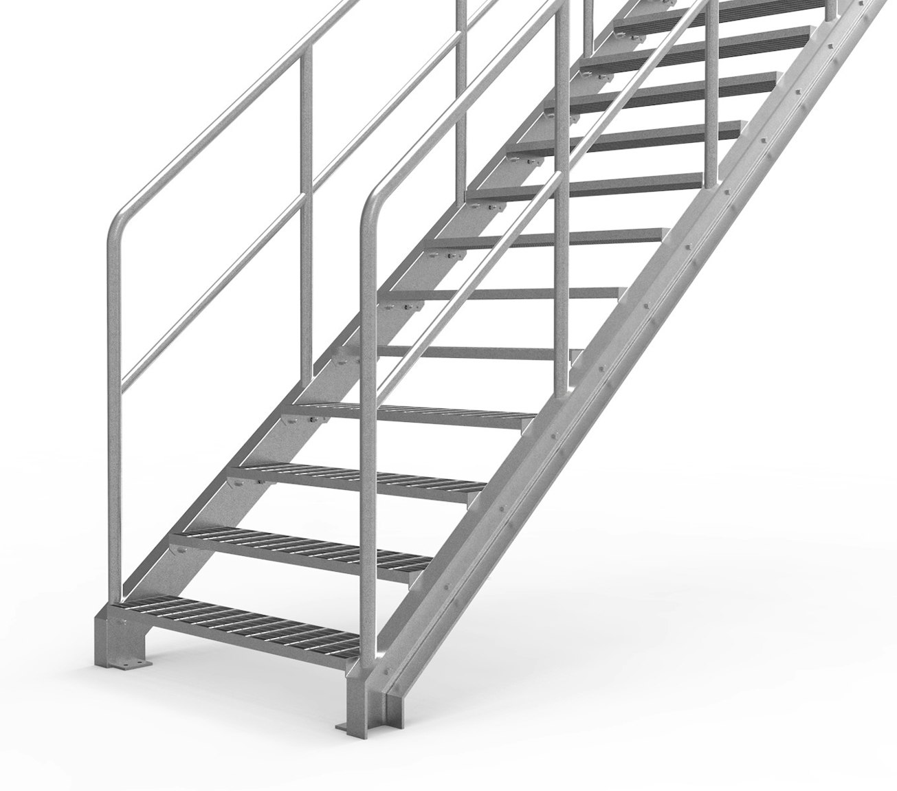 Eurostair straight stair with industrial railing
