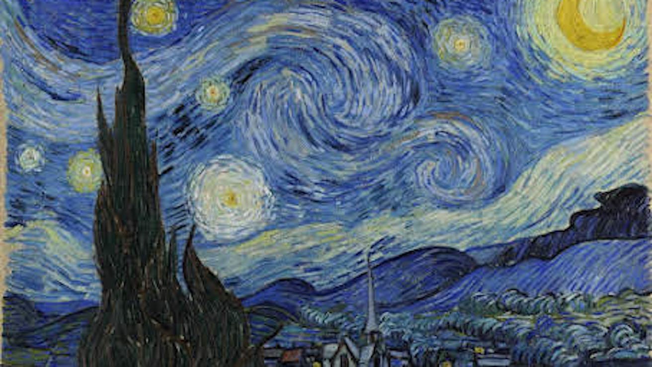 The Starry Night is an oil-on-canvas painting by the Dutch Post-Impressionist painter Vincent van Gogh. Painted in June 1889, it depicts the view from the east-facing window of his asylum room at Saint-Rémy-de-Provence, just before sunrise, with the addition of an imaginary village.