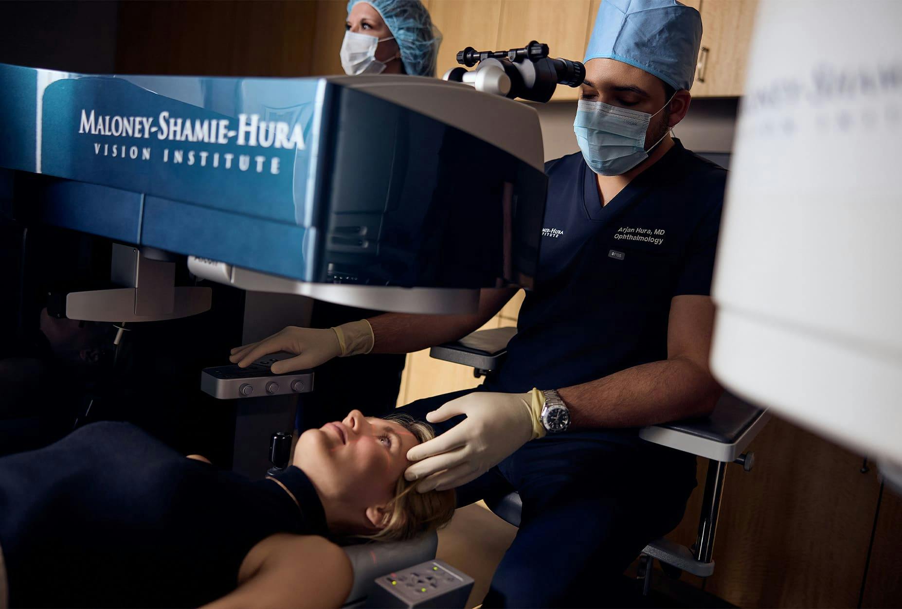 checking on patient's eyes