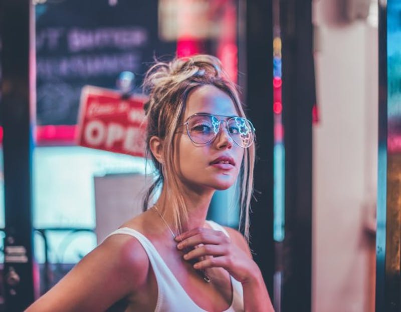 woman wearing glasses