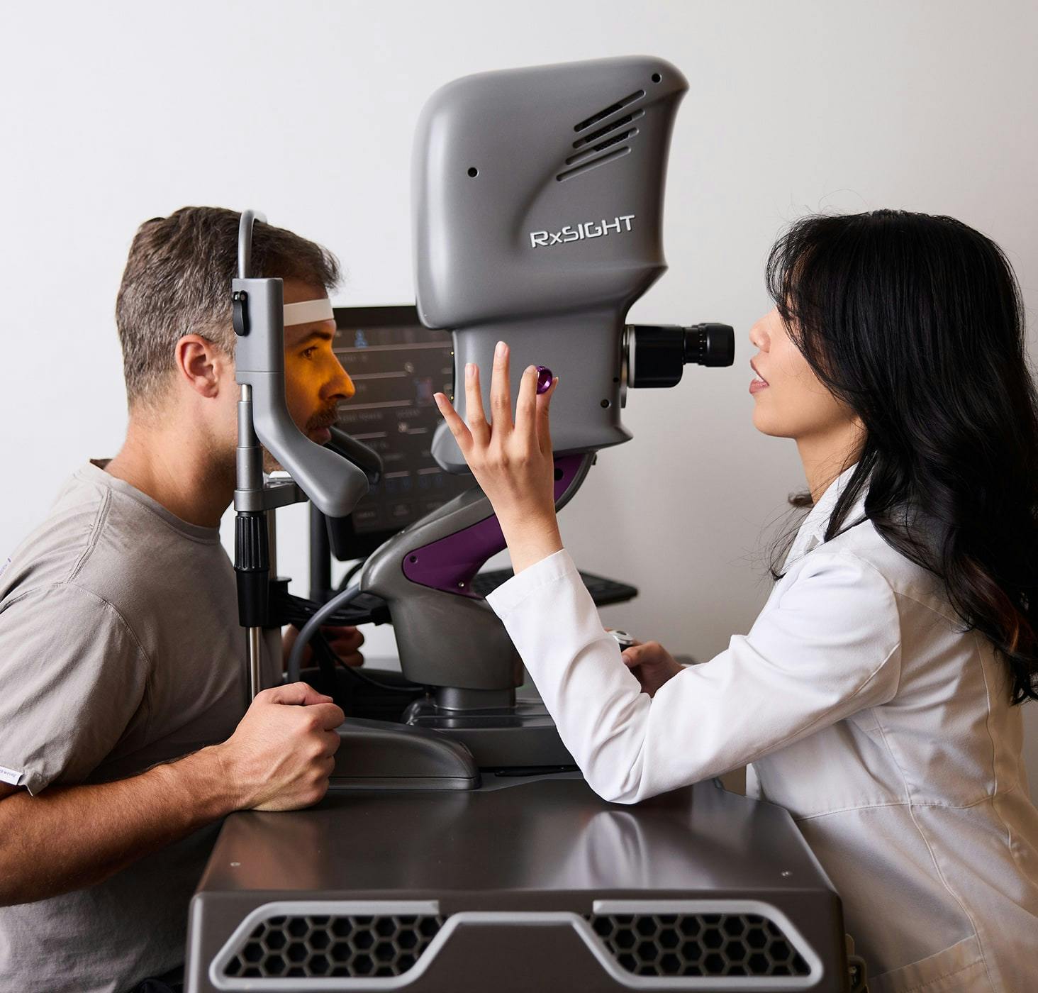 man getting eye exam
