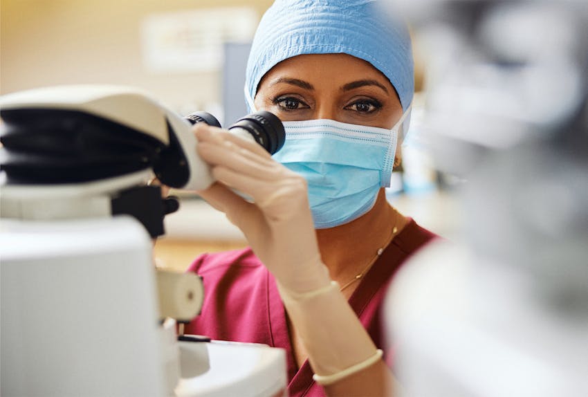 Dr. Hura giving a patient an eye exam