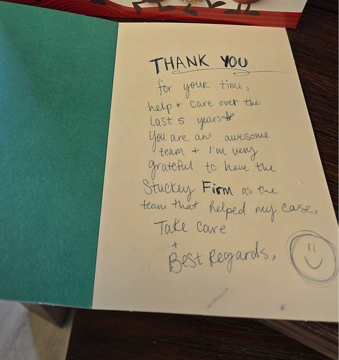 Thank you note for The Stuckey Firm, LLC