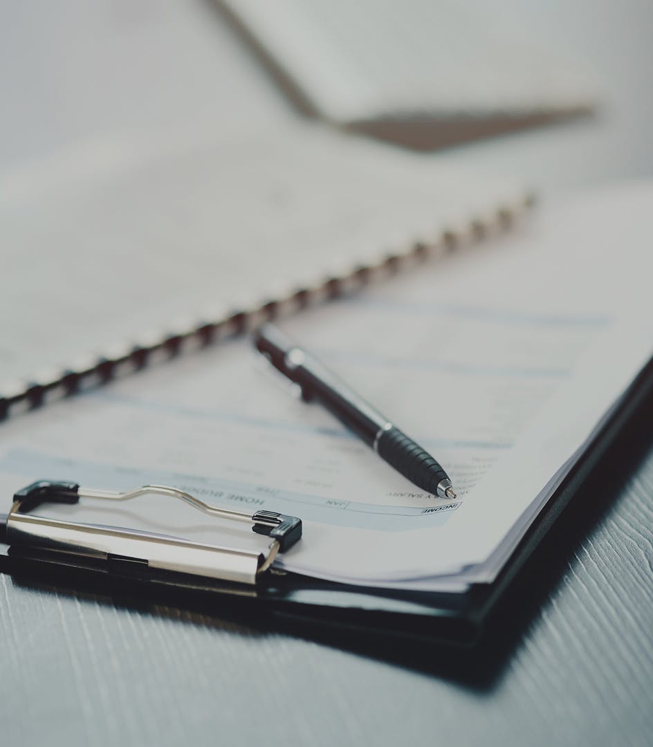 documents on clipboard