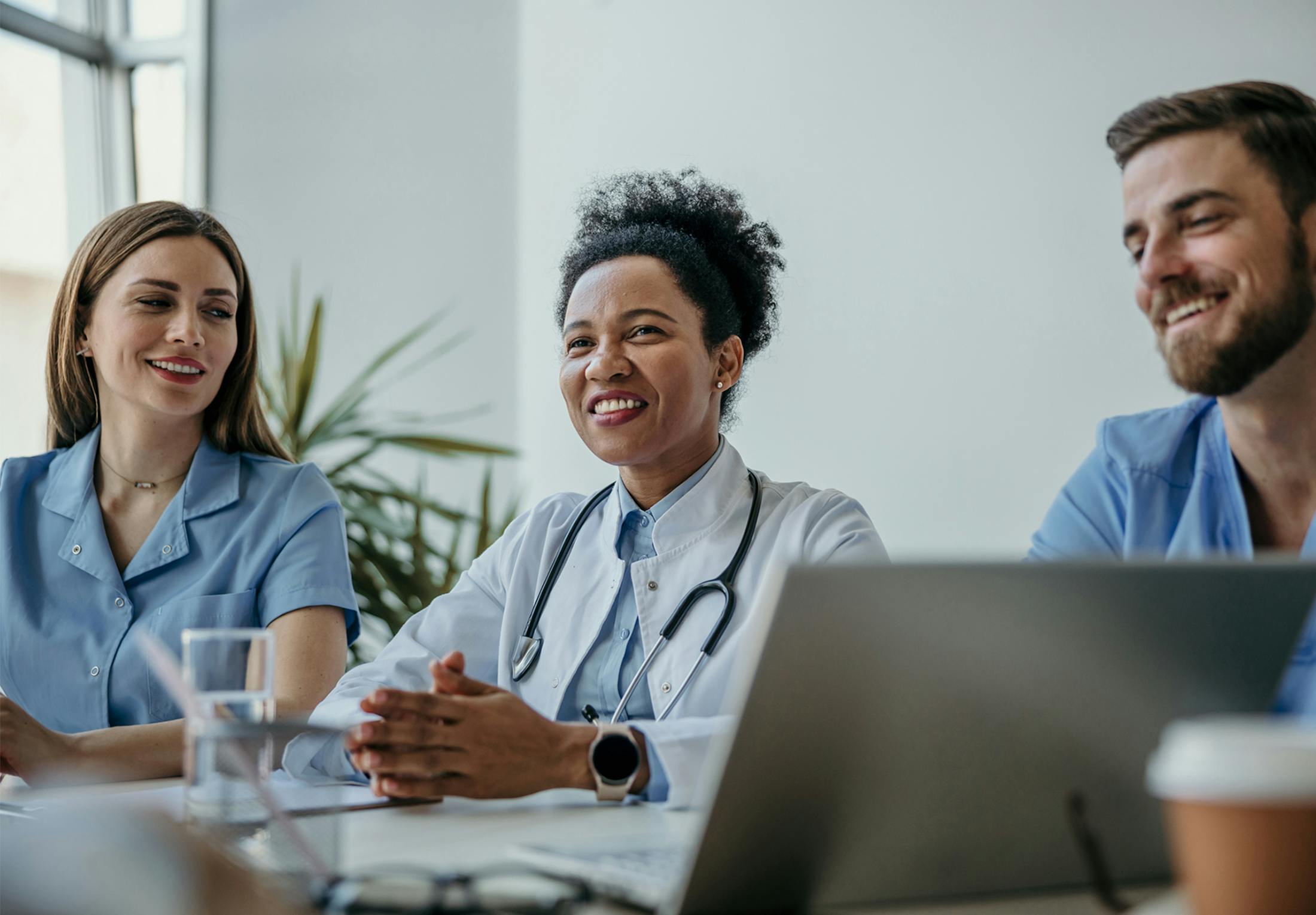 doctor speaking at table