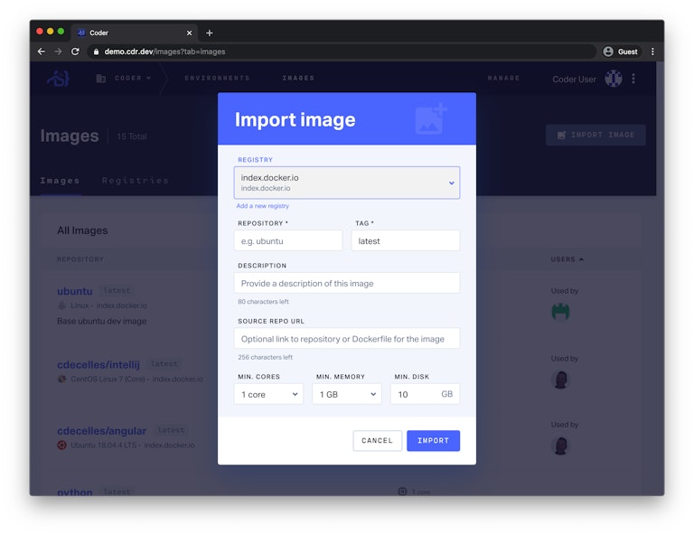 Import Image Screen