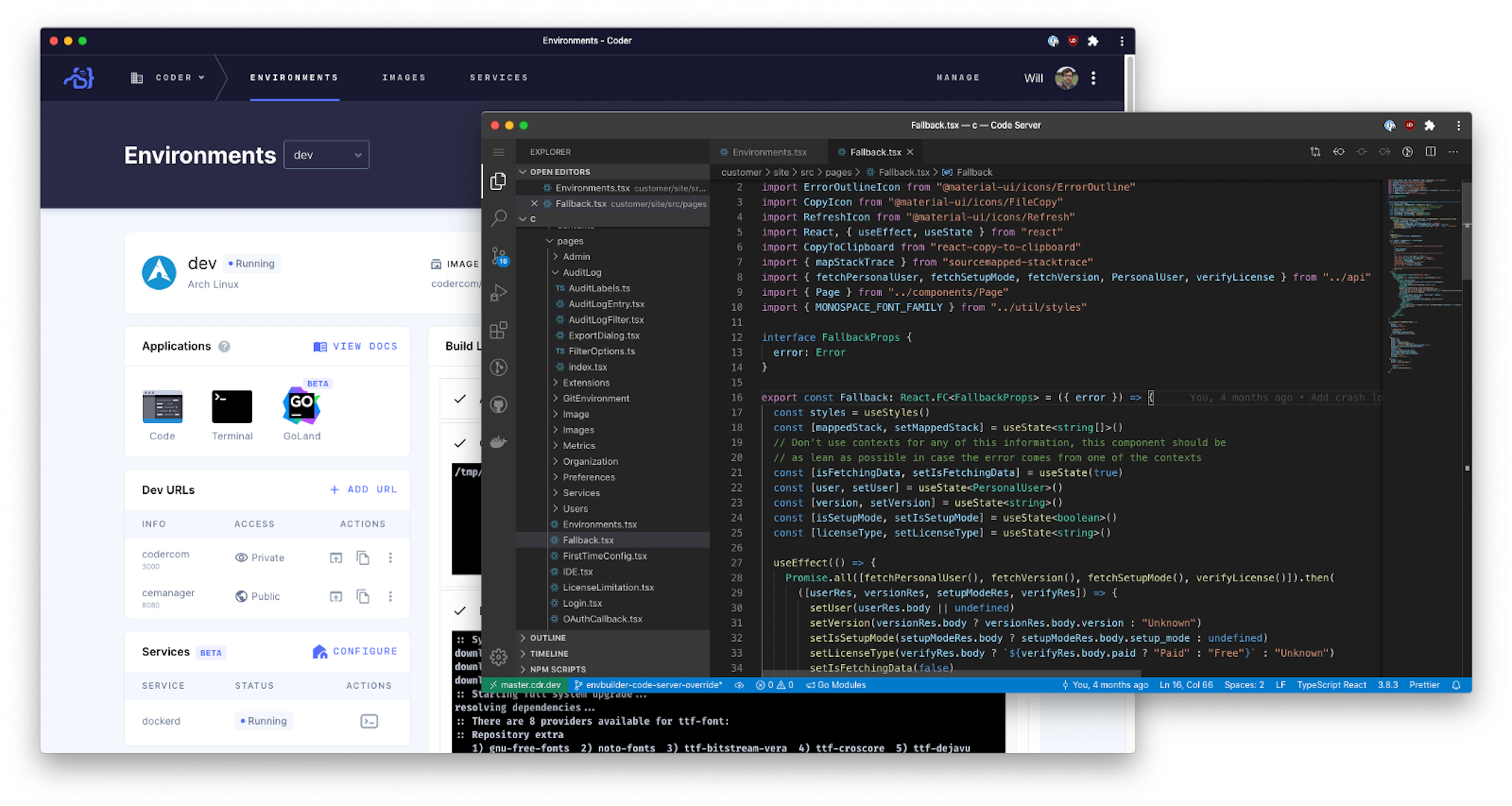 Screenshot of development window