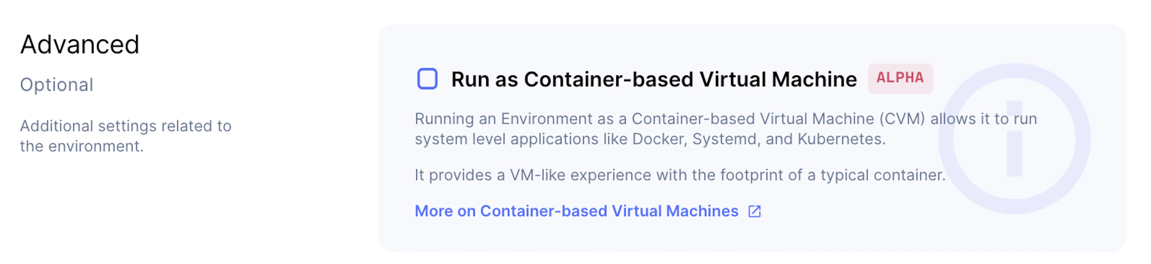 CVM option in Coder