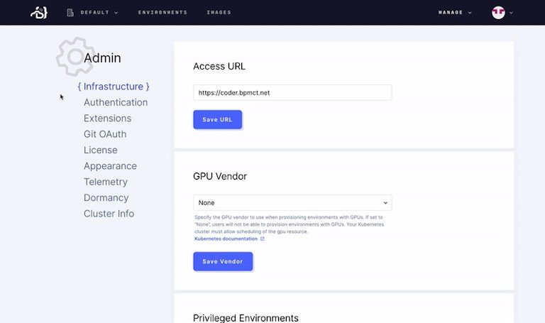 Showcasing the new Coder admin panel