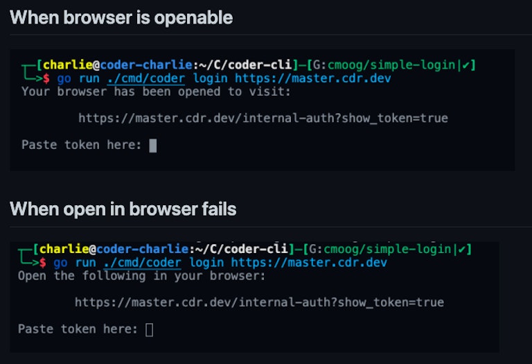 Logging in with the coder-cli