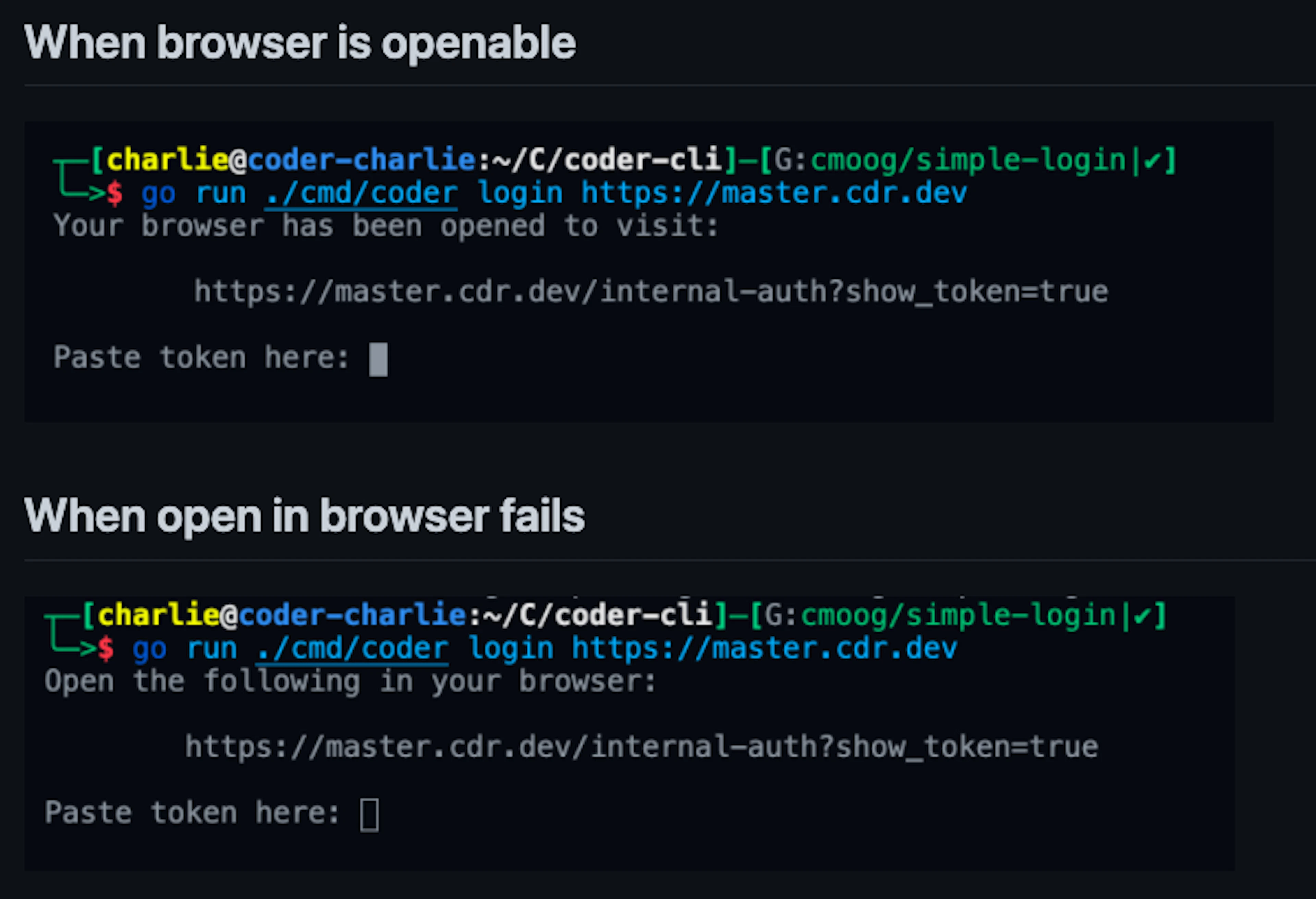 Logging in with the coder-cli
