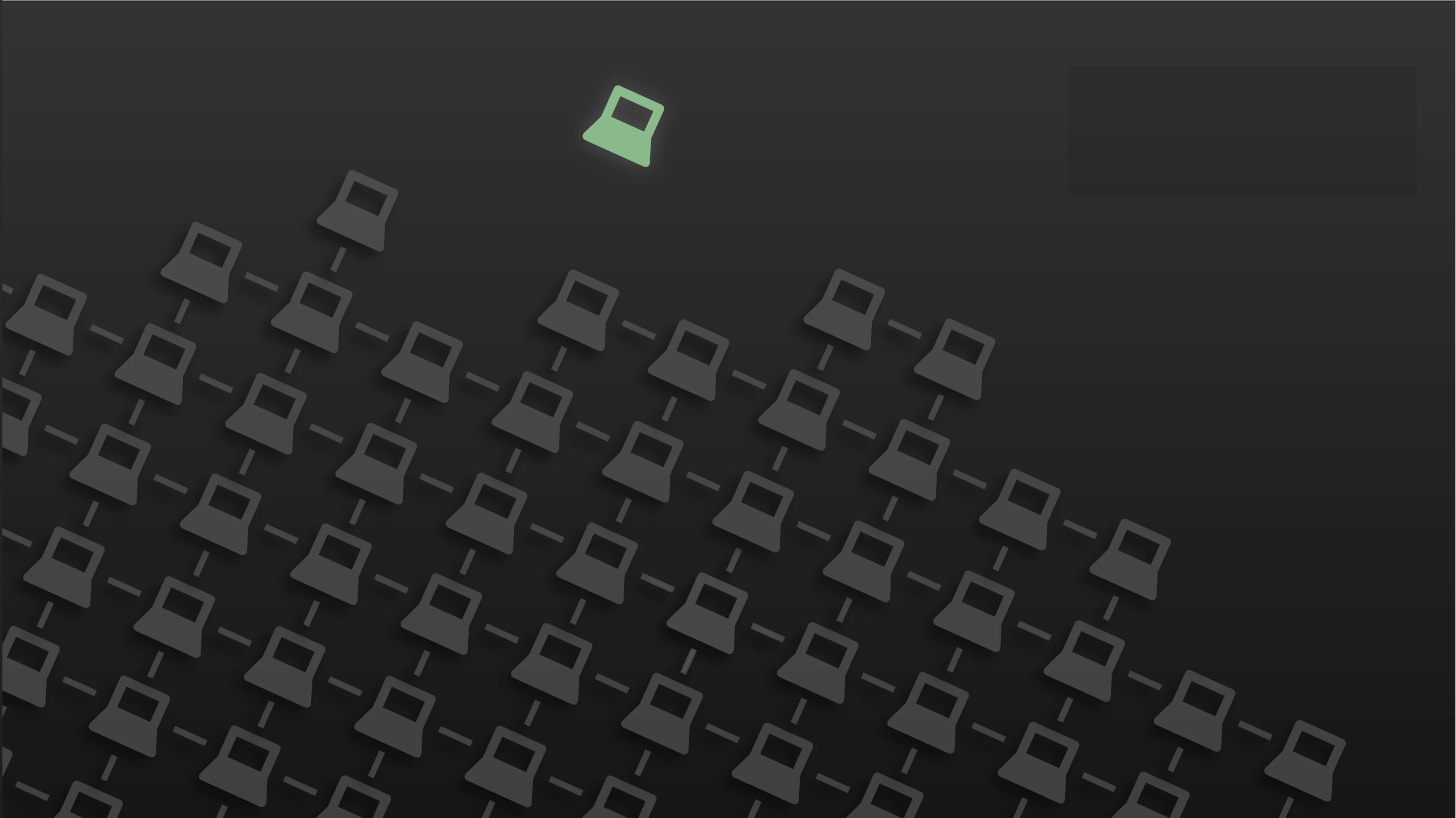 Illustration showing a group of interconnected computers with one outlier in a different color than the others