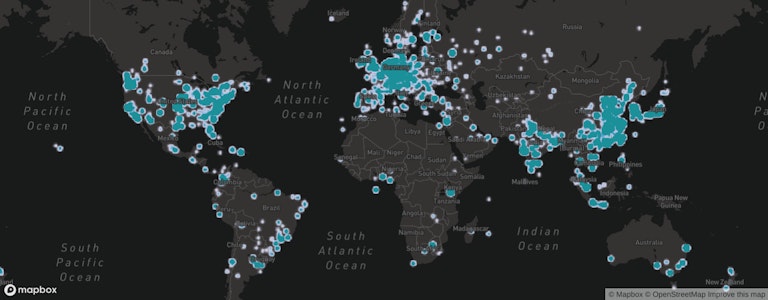 global map showing where code-server is being used