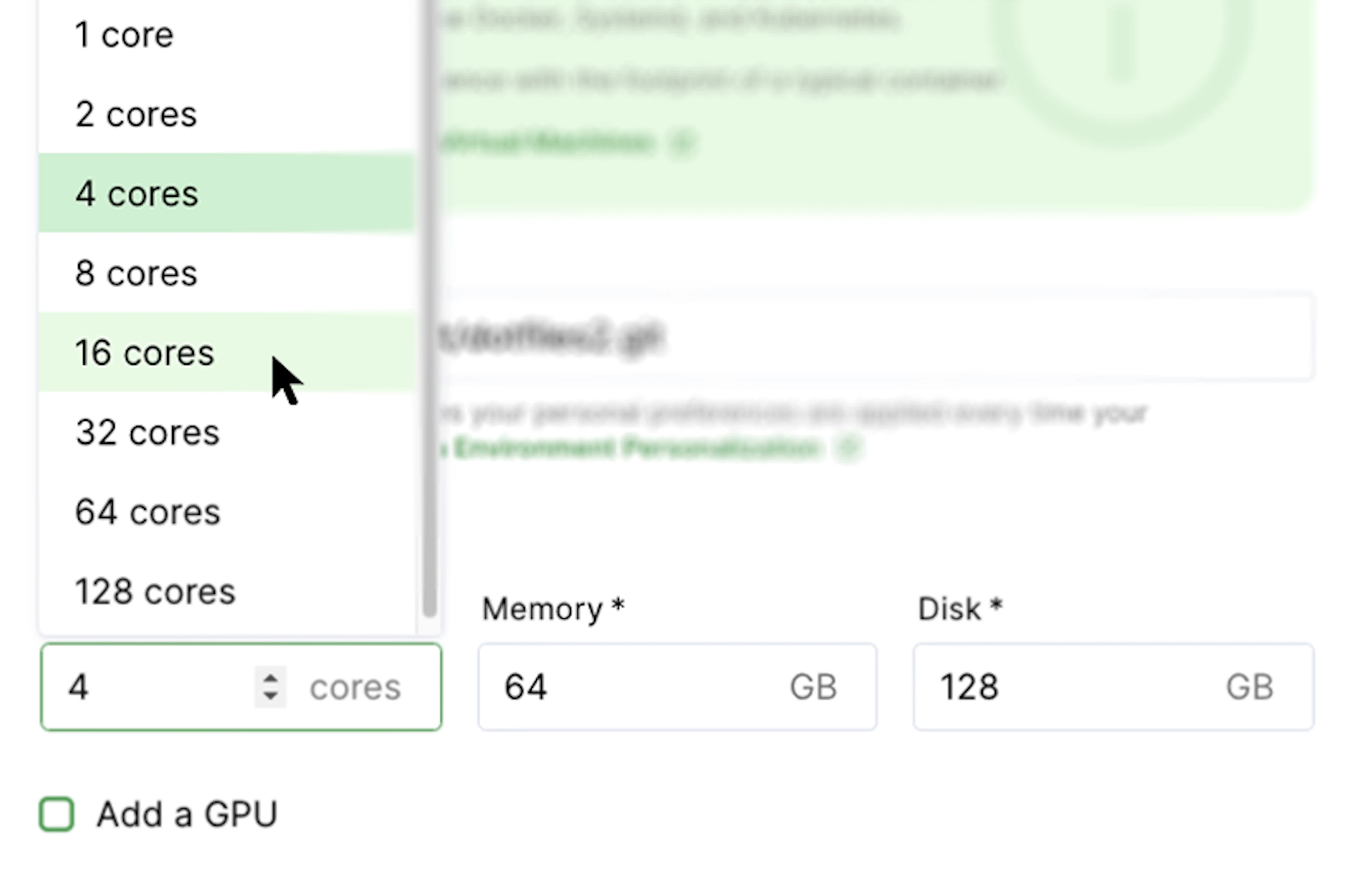 Adjusting workspace size in Coder
