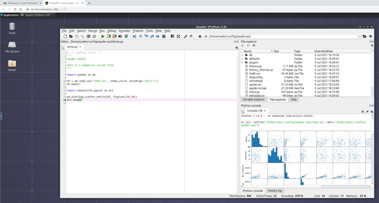 Screenshot showing Spyder running