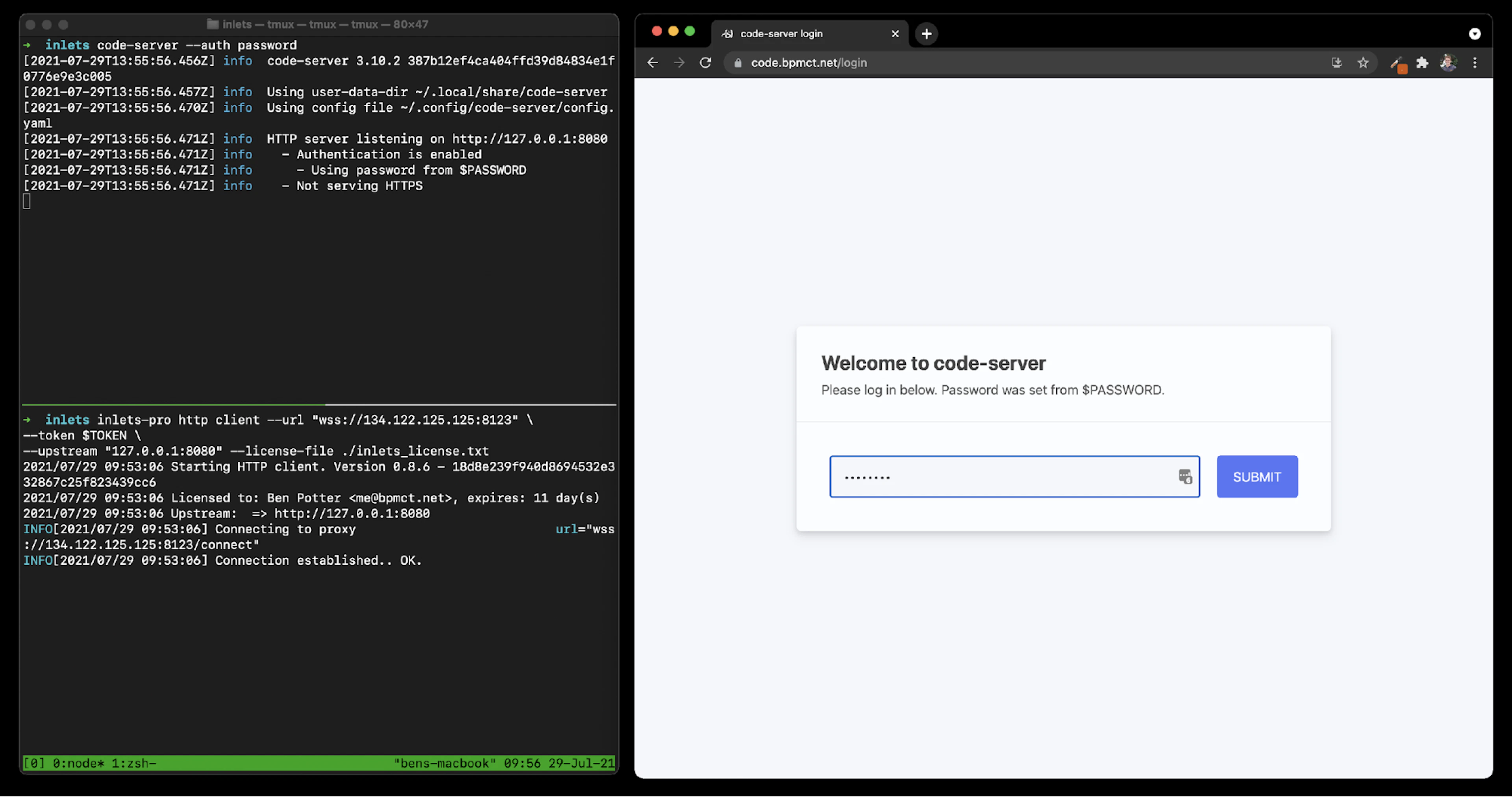 Inlets tunnel in Google chrome